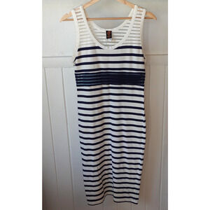 Vintage 90s Jean Paul Gaultier Soleil Dress Medium Navy White Stripe Tank Sailor